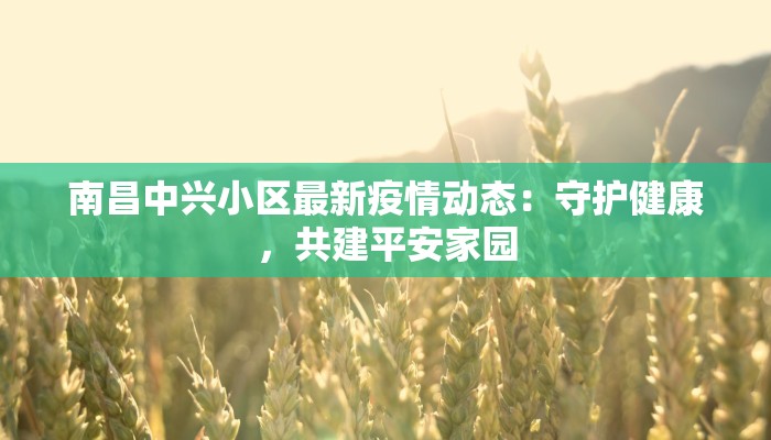 南昌中兴小区最新疫情动态:守护健康,共建平安家园